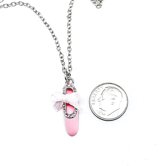 Pink 3-D Ballet Slipper in CZ & Enamel w/ Ribbon Bow, Ships in Gift Box, NWT - Picture 6 of 7